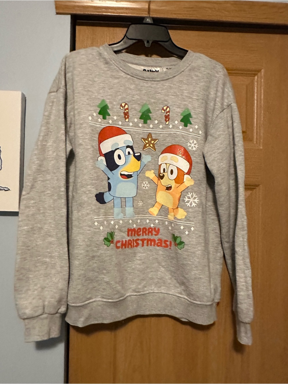Grey 'Bluey & Bingo' Merry Christmas Crewneck Sweatshirt